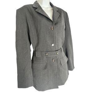 VTG Ralph Lauren Wool Belted Structured Military Equestrian Gray Jacket Wmn 12